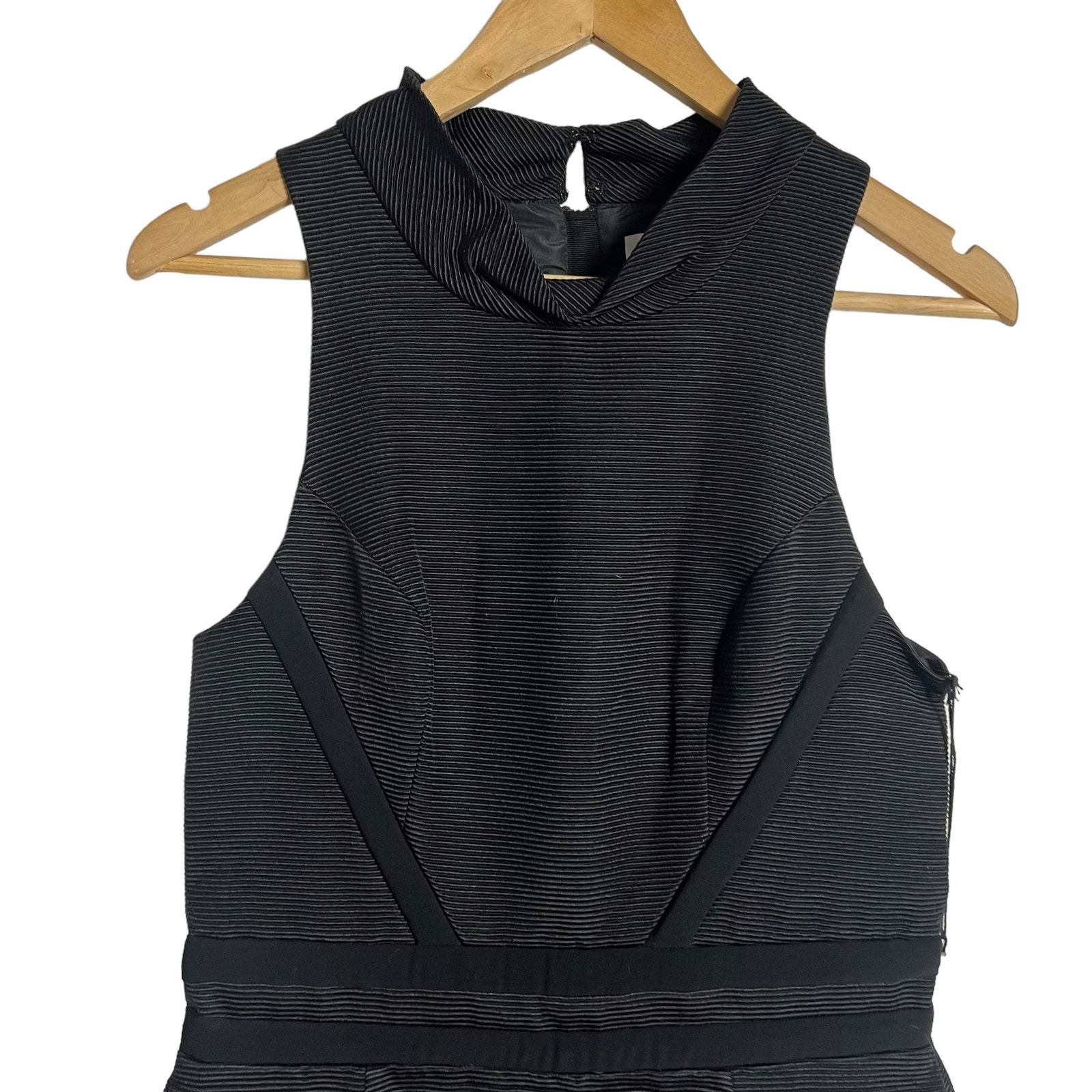 Camilla And Marc Heavy Rib Panel Black Asymmetric Sleeveless Mini Dress Size 6 — image 2 of 8